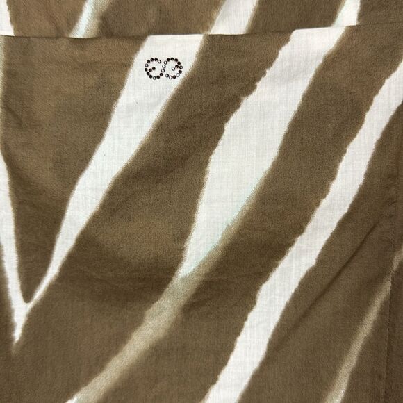 Escada Sport Cotton Brown And Whitre Zebra Print Ruched Front Top Size M - Picture 3 of 10